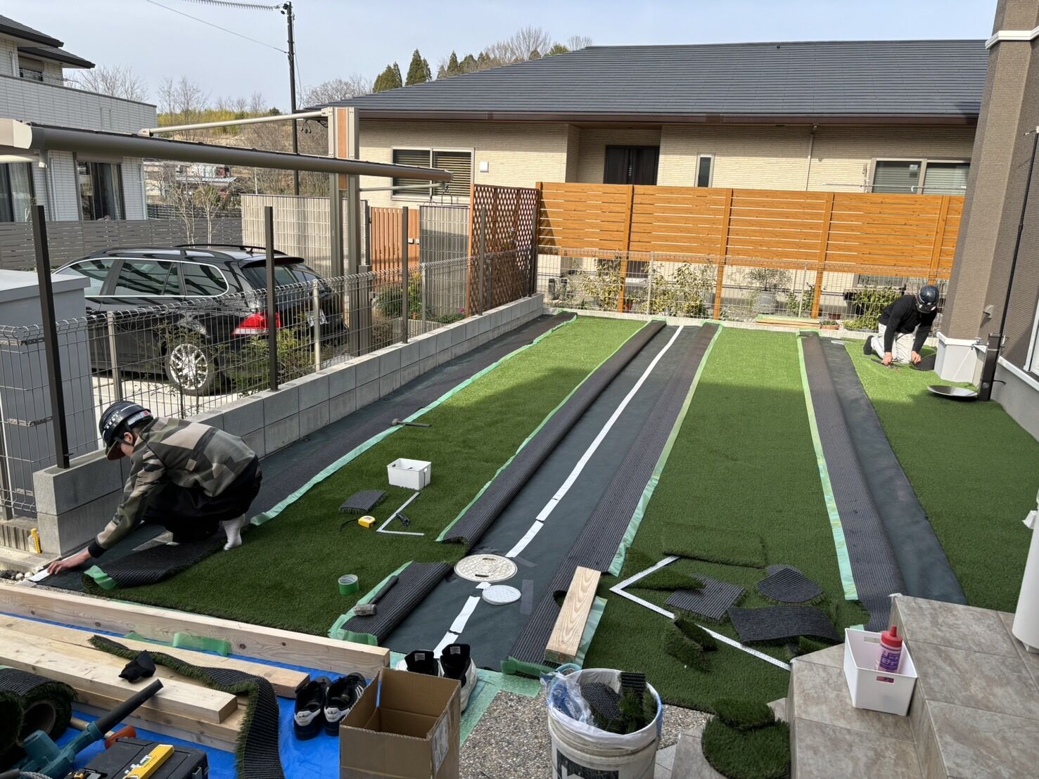 尾張旭市U様邸　リンクストーン樹脂舗装工事＋モルタル階段新設